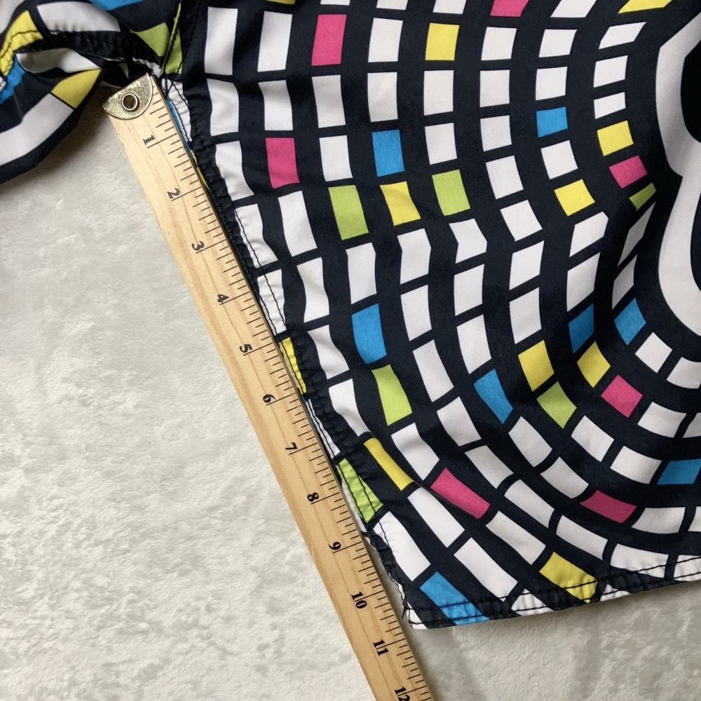 Y2K Fox Racing Board Shorts Mens 32 Fit 31 Colorful Geometric Abstract Big Logo - Picture 10 of 11